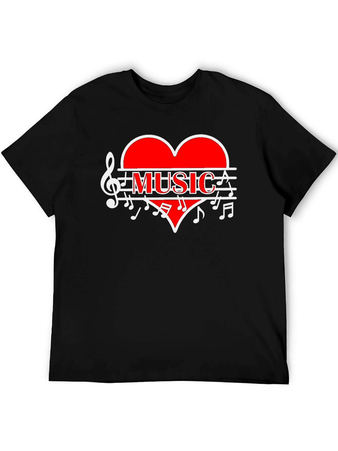 Music Heart Graphic T-Shirt - Stylish Black Tee