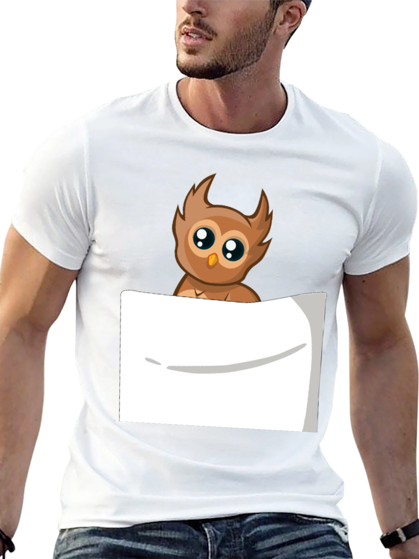 Owl Pocket Print Tee - Soft Cotton Blend