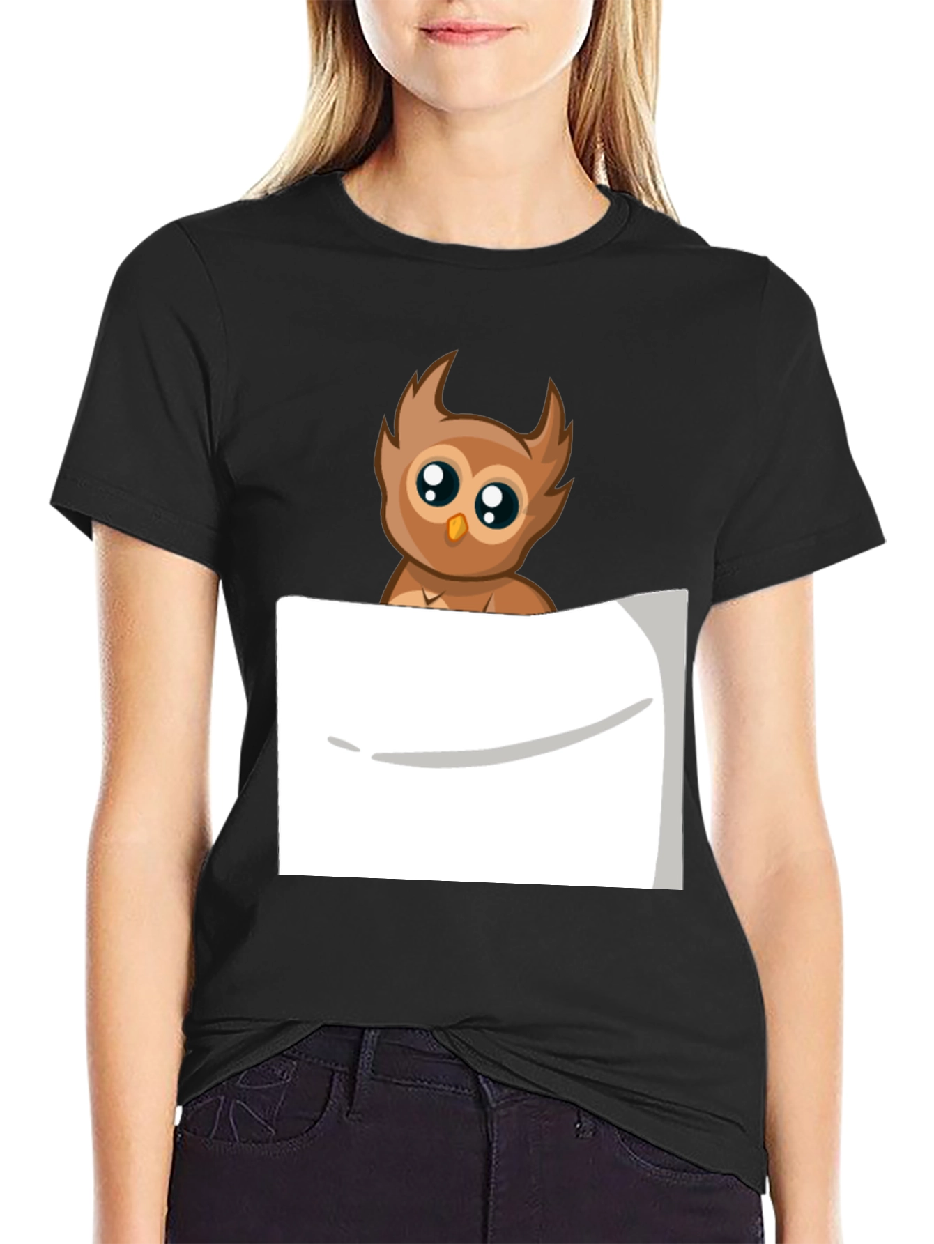Owl Pocket Print Tee - Soft Cotton Blend