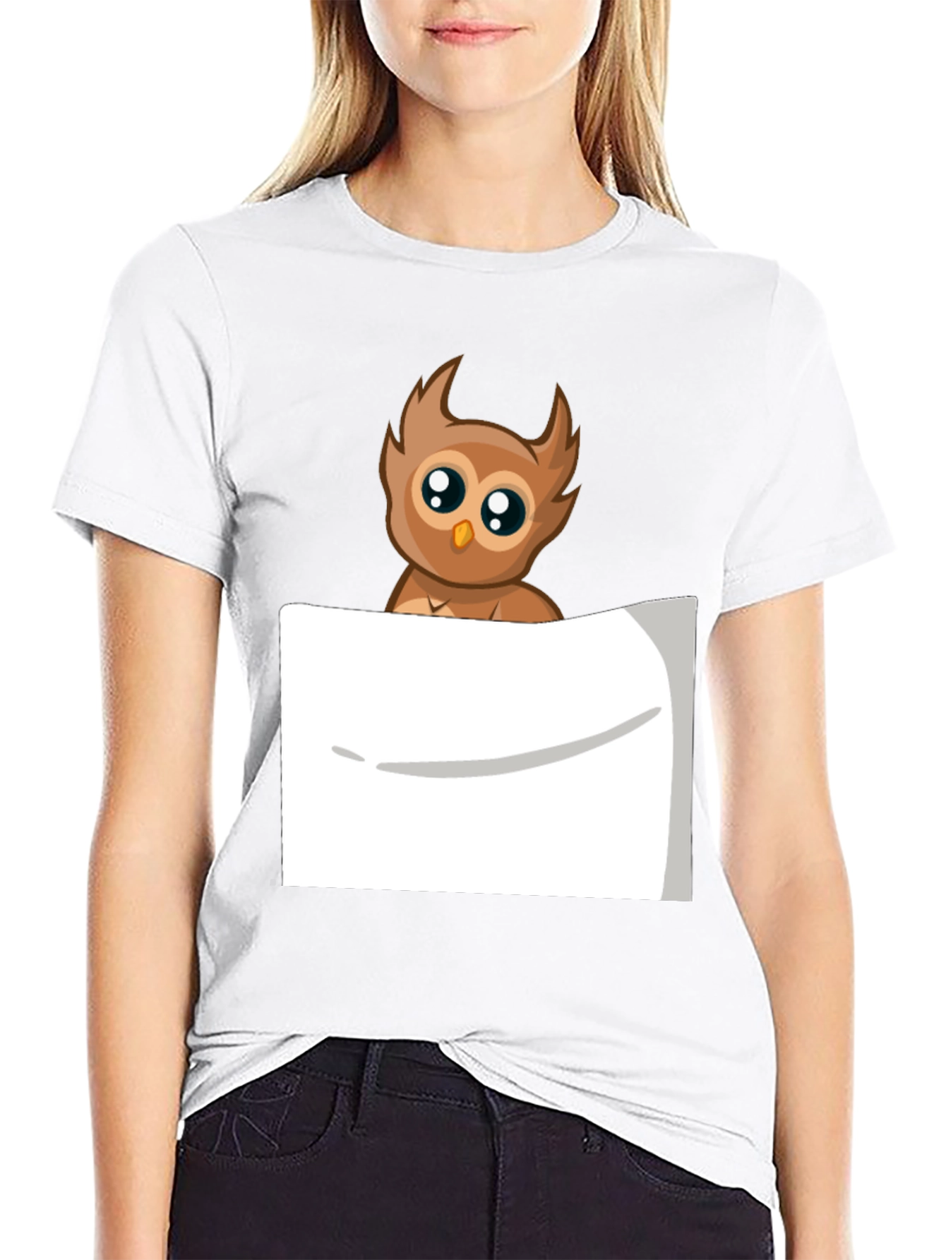 Owl Pocket Print Tee - Soft Cotton Blend