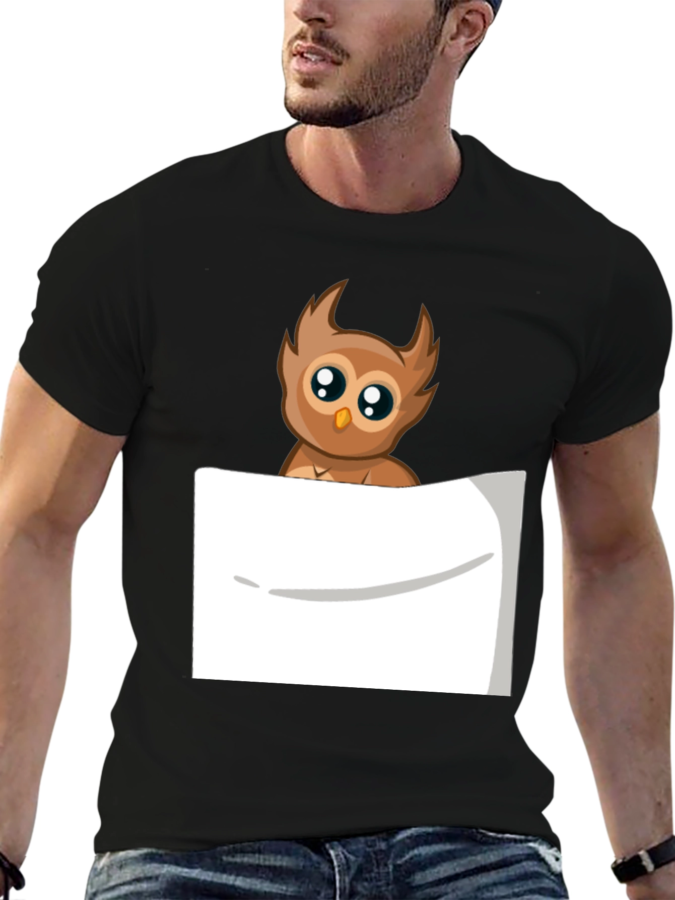 Owl Pocket Print Tee - Soft Cotton Blend