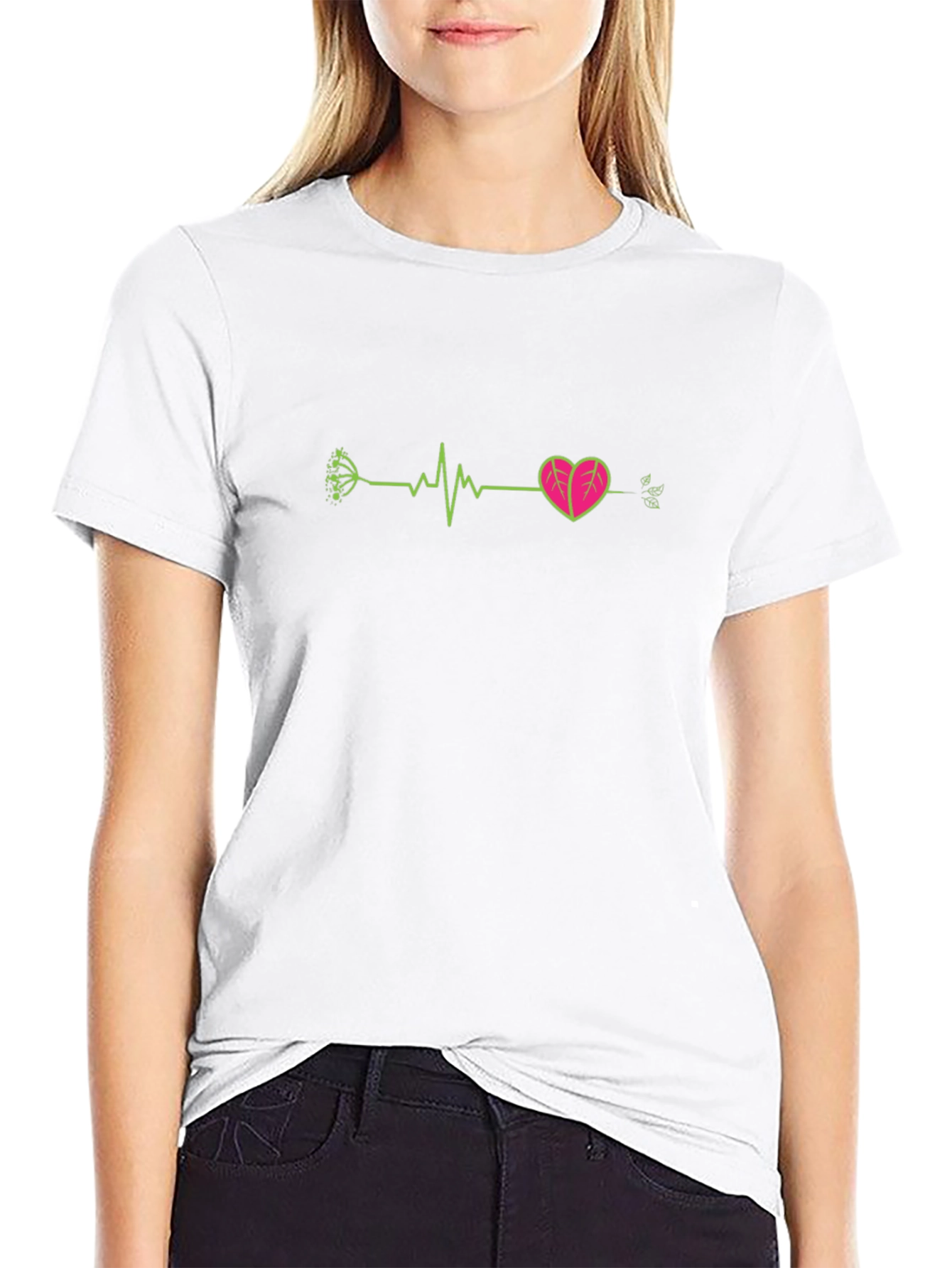 Heartbeat Plant Life Black T-Shirt