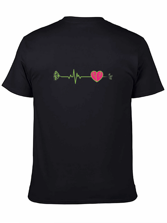 Heartbeat Plant Life Black T-Shirt