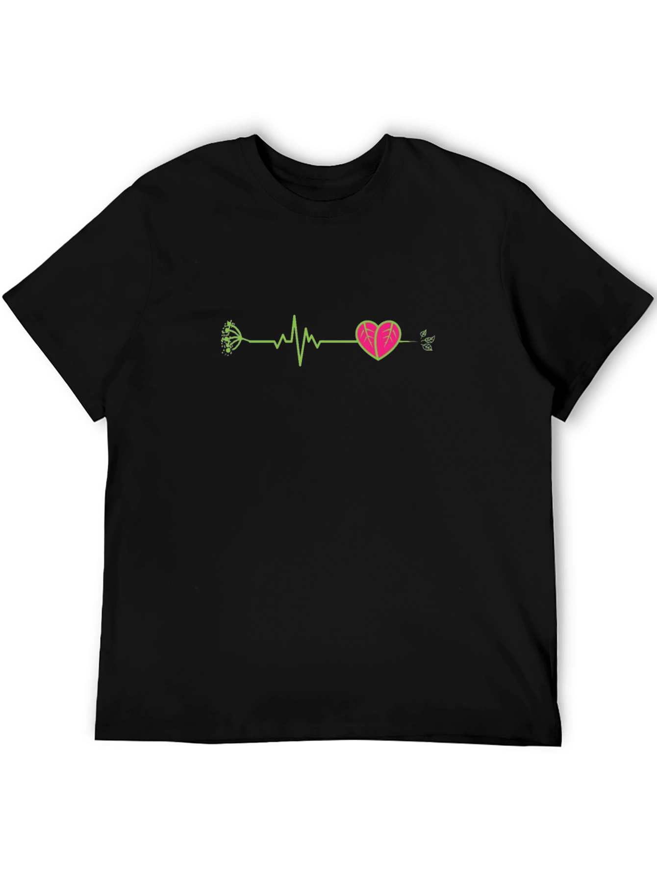 Heartbeat Plant Life Black T-Shirt