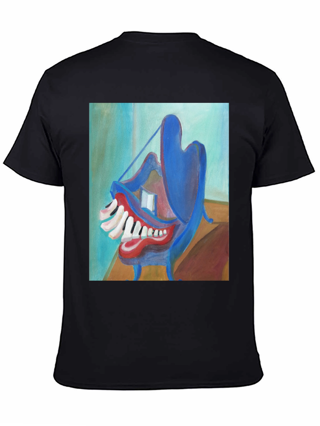 Abstract Teeth Painting on Black T-Shirt