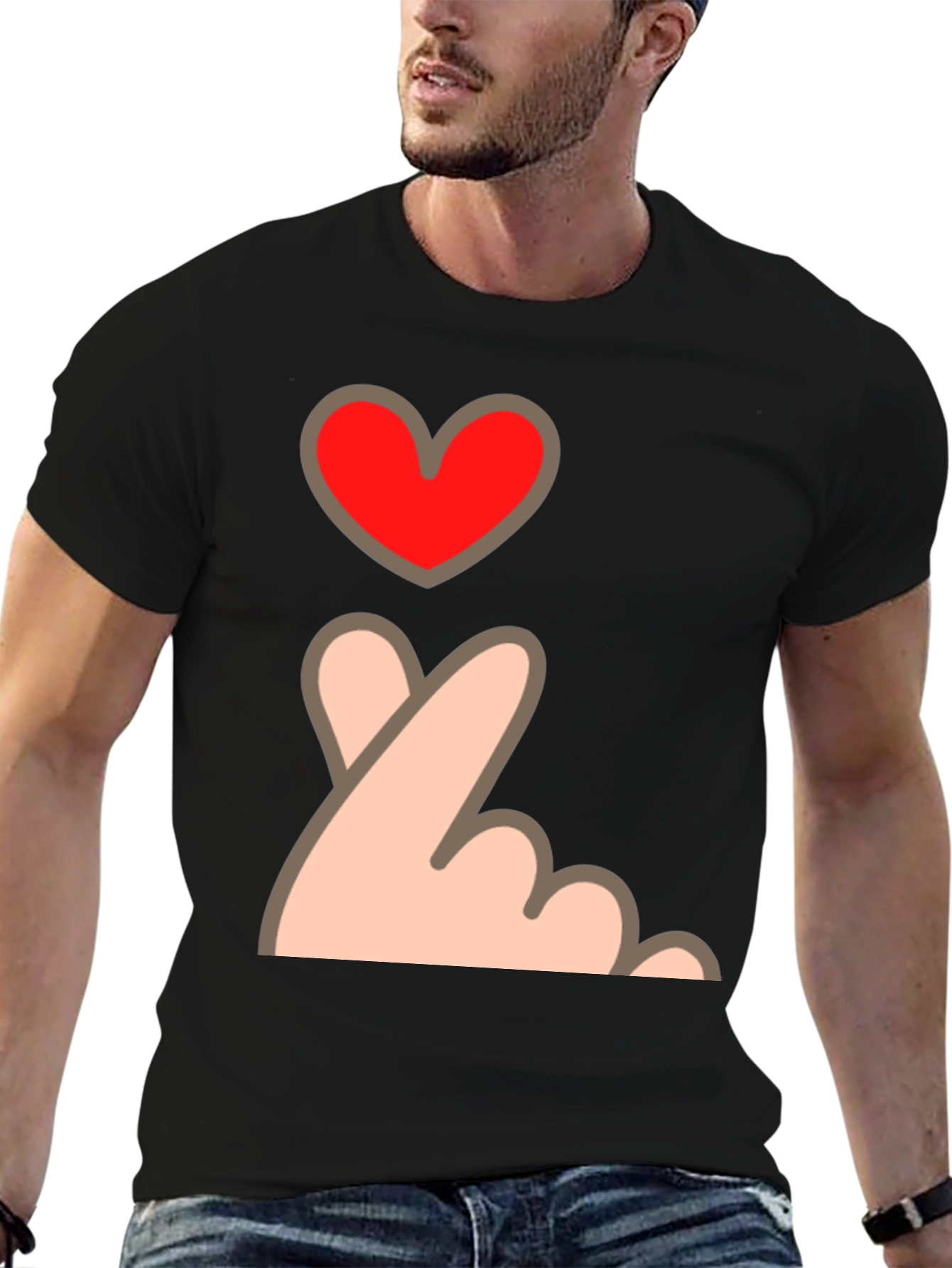 Finger Heart Gesture Graphic Tee