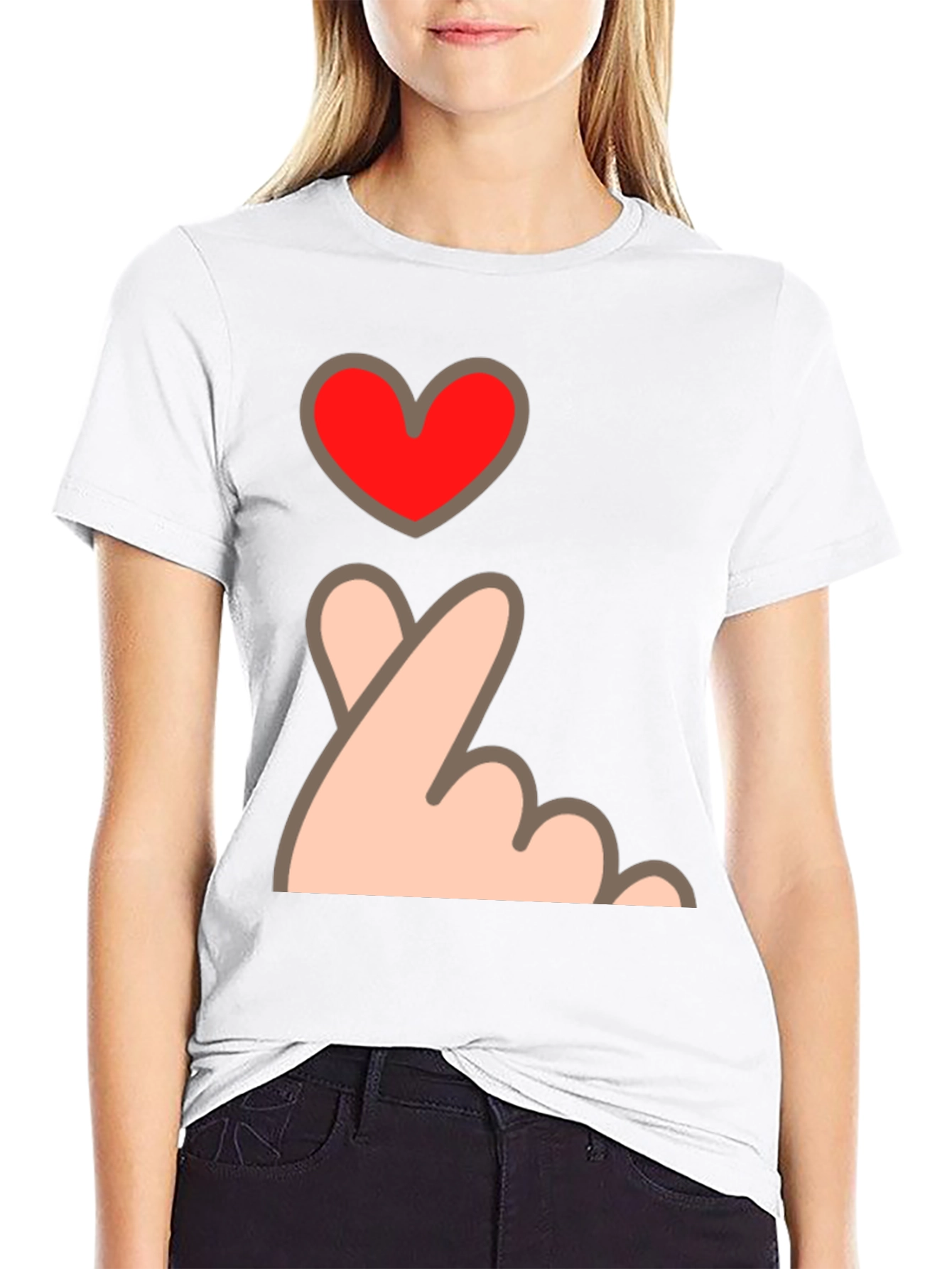 Finger Heart Gesture Graphic Tee