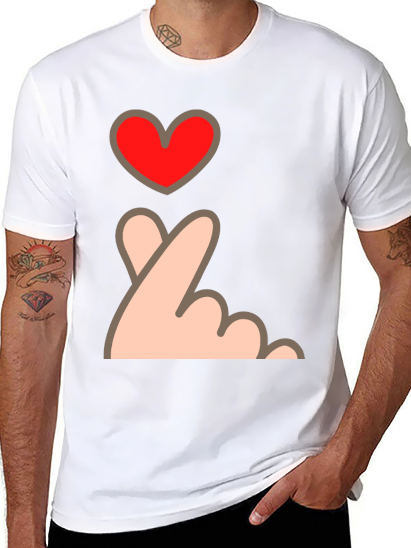 Finger Heart Gesture Graphic Tee