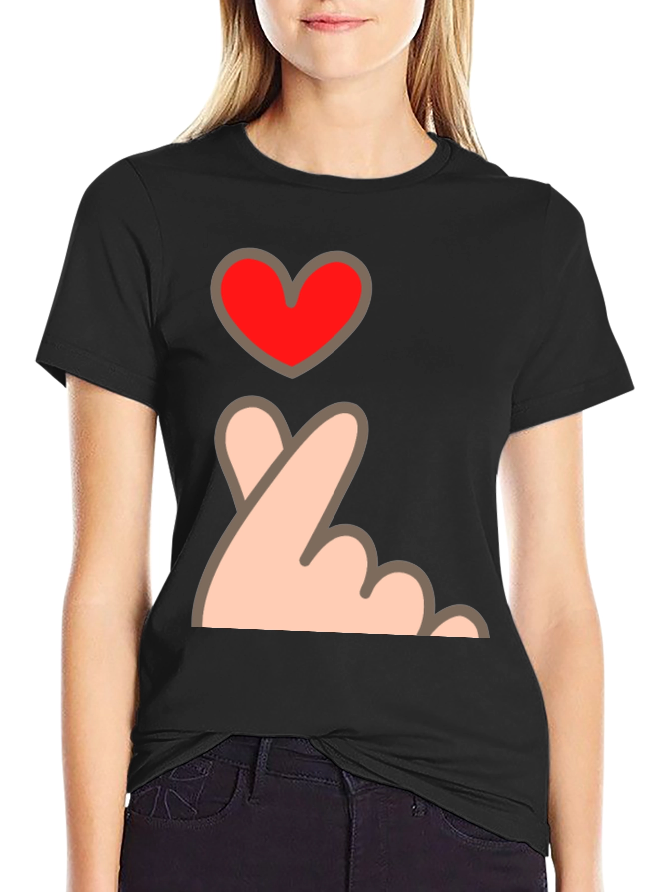Finger Heart Gesture Graphic Tee