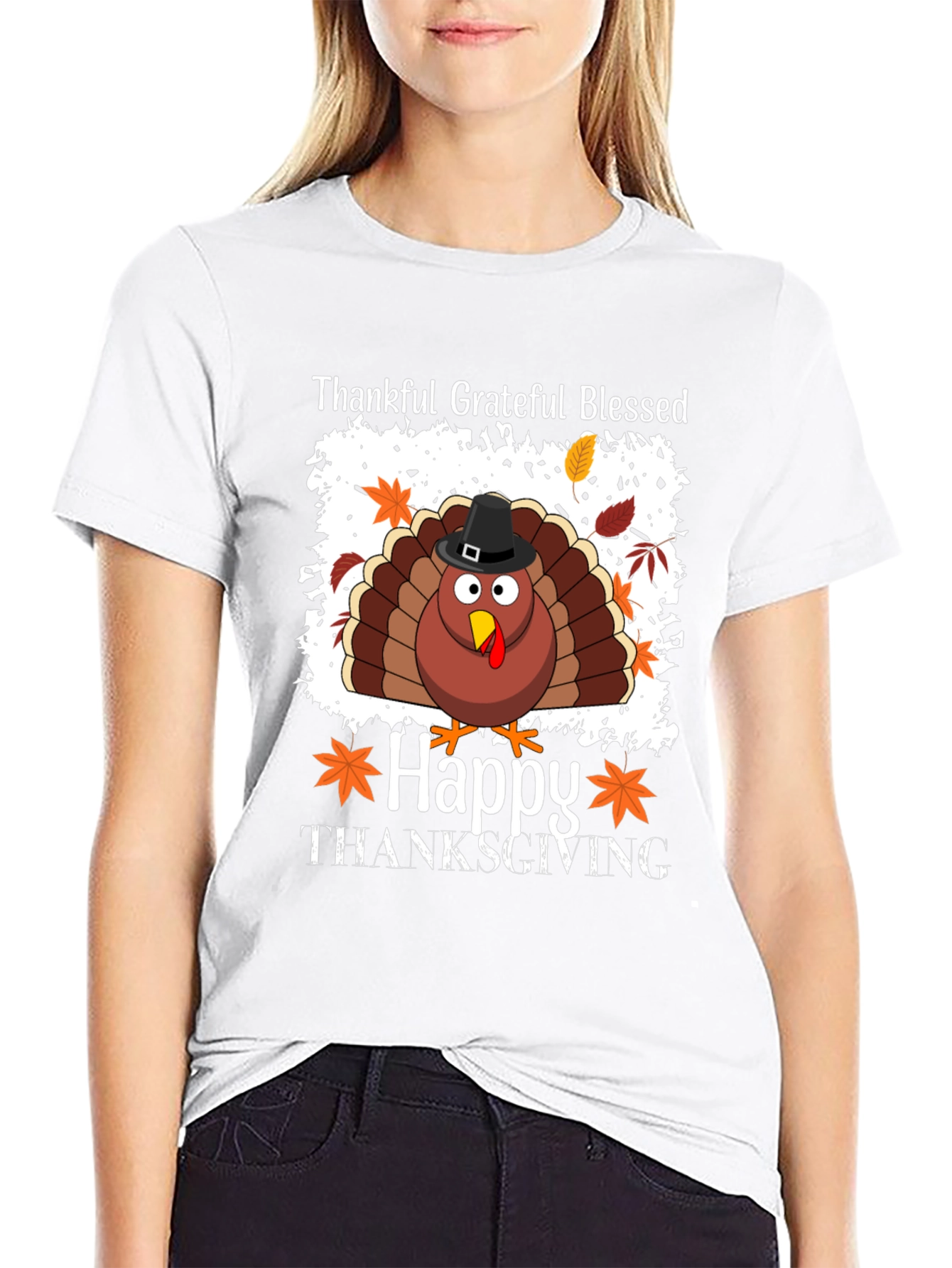Thankful Grateful Blessed Turkey Thanksgiving T-Shirt