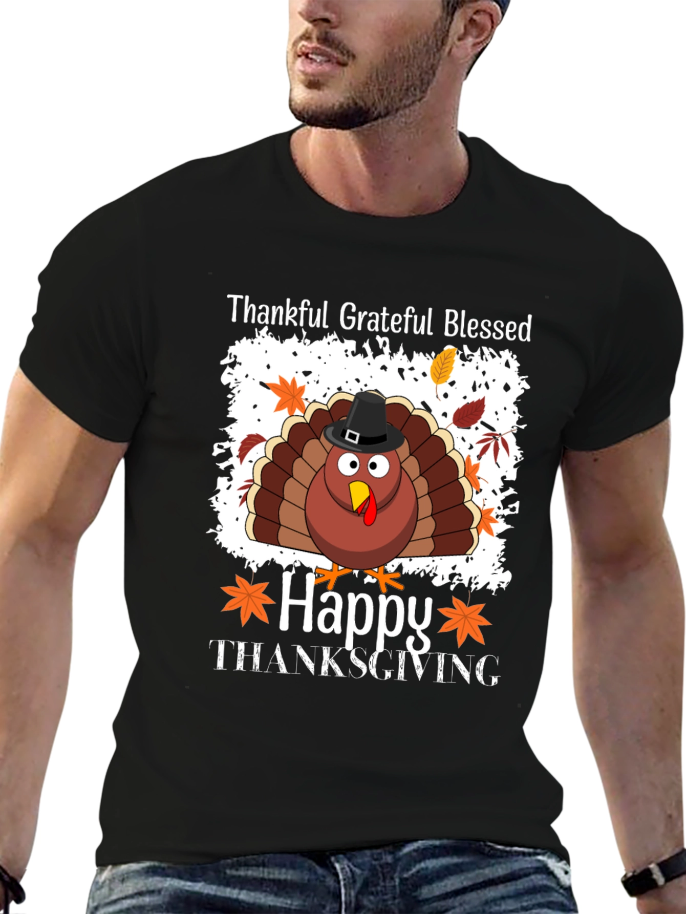 Thankful Grateful Blessed Turkey Thanksgiving T-Shirt