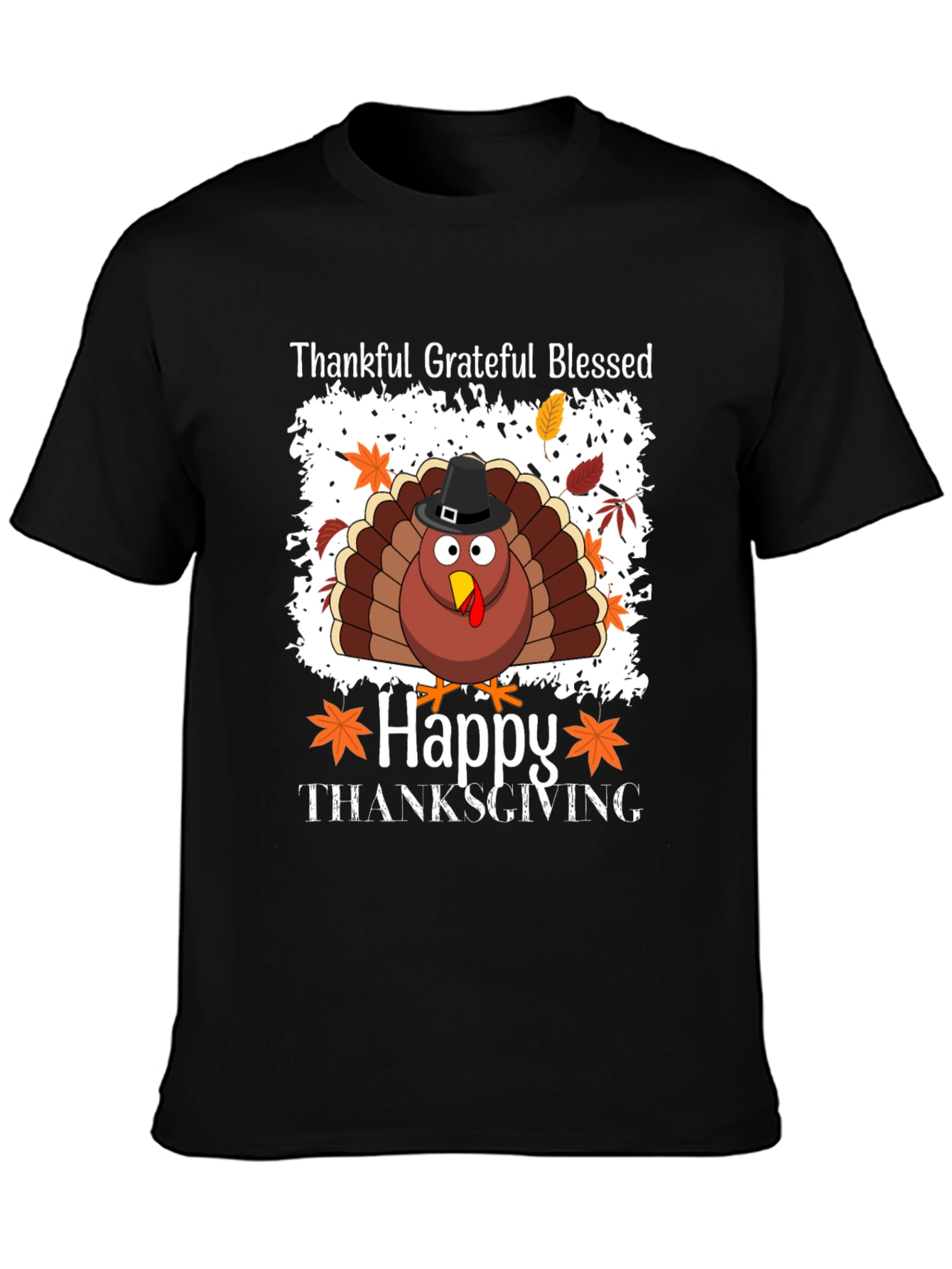 Thankful Grateful Blessed Turkey Thanksgiving T-Shirt