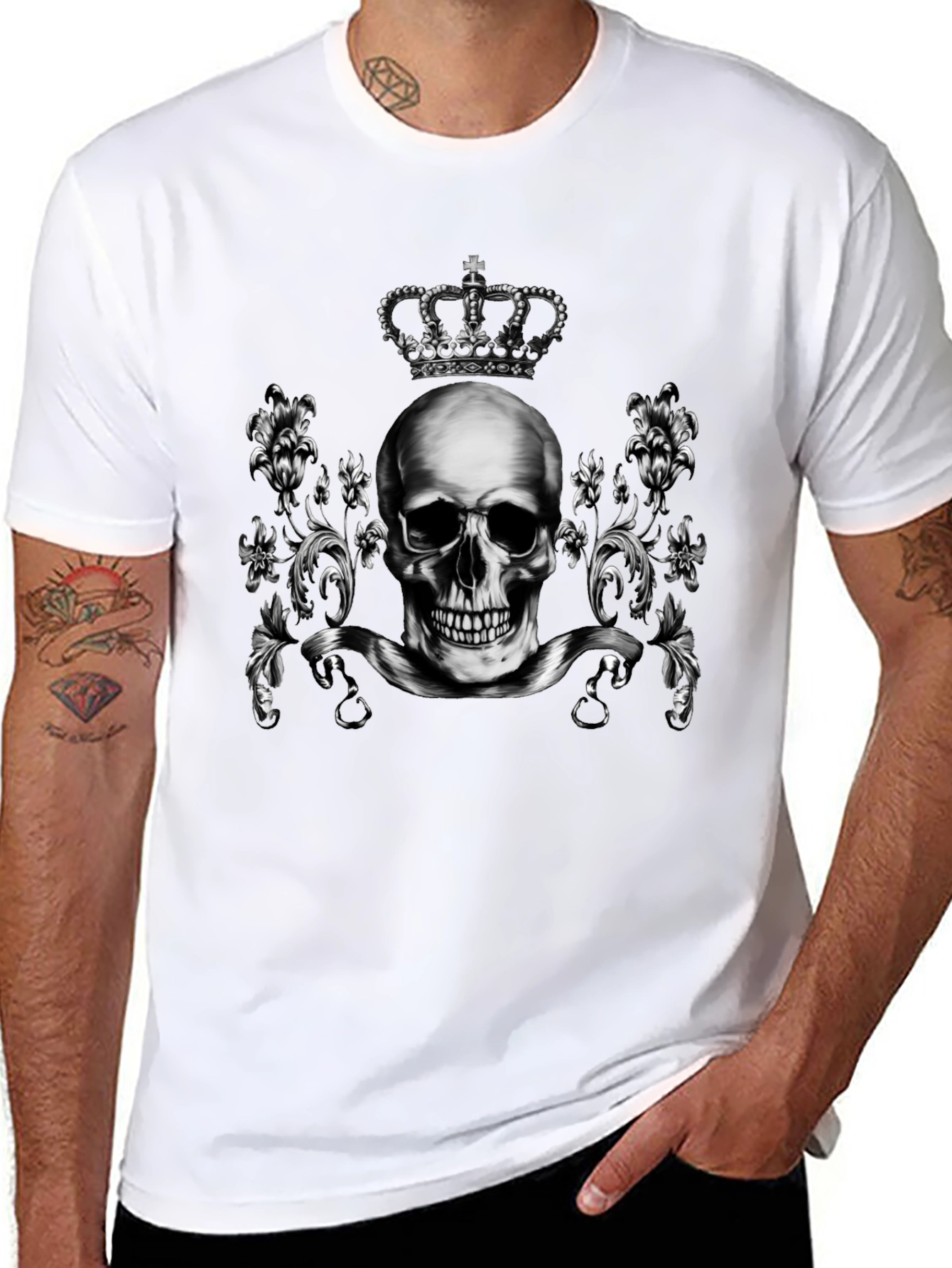 Skull & Crown Graphic Tee - Mens Black T-Shirt