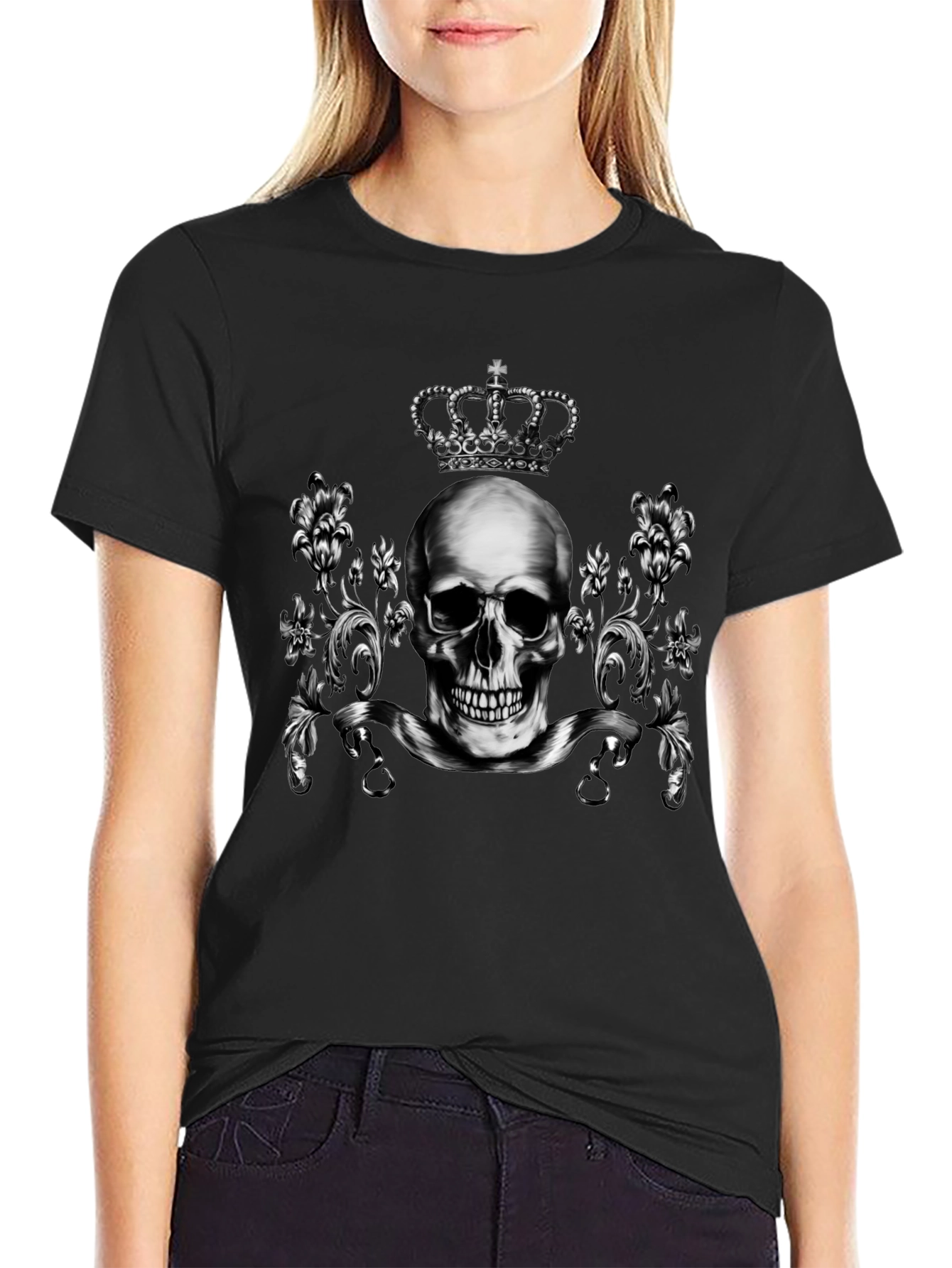 Skull & Crown Graphic Tee - Mens Black T-Shirt