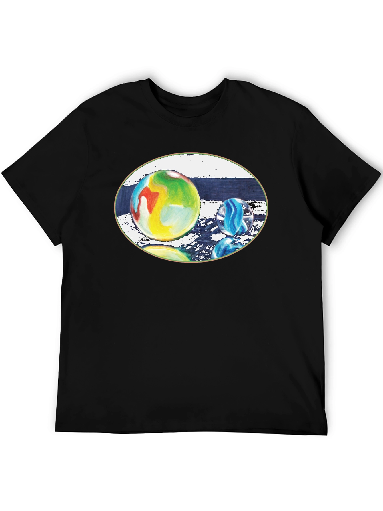 Artistic Marbles Graphic T-Shirt - Black