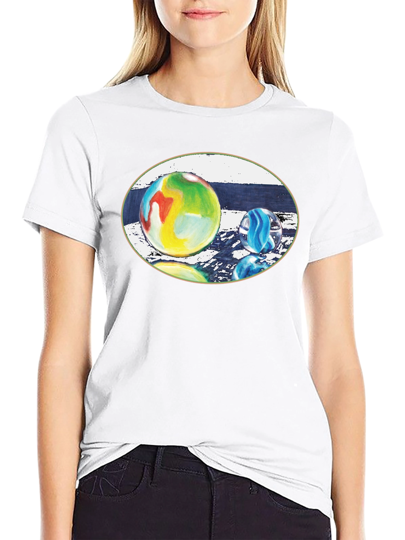 Artistic Marbles Graphic T-Shirt - Black