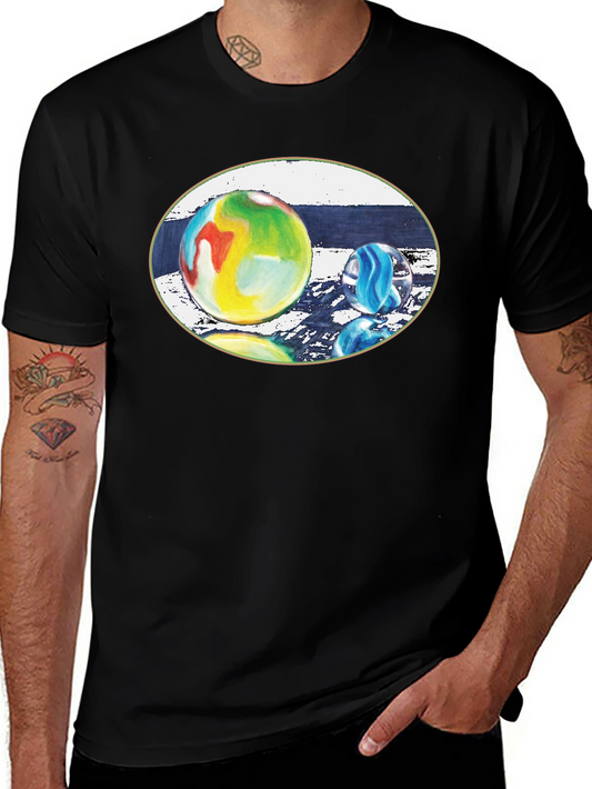 Artistic Marbles Graphic T-Shirt - Black