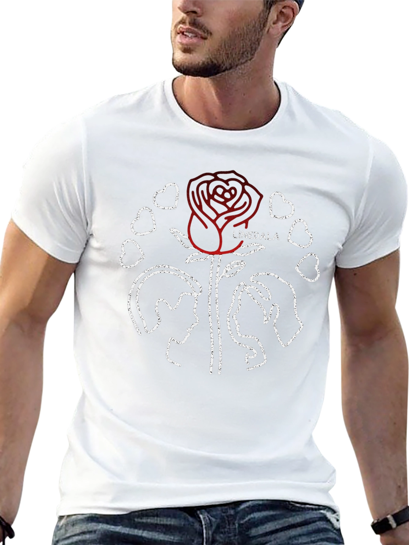 Linedala Rose Love Graphic Black T-Shirt