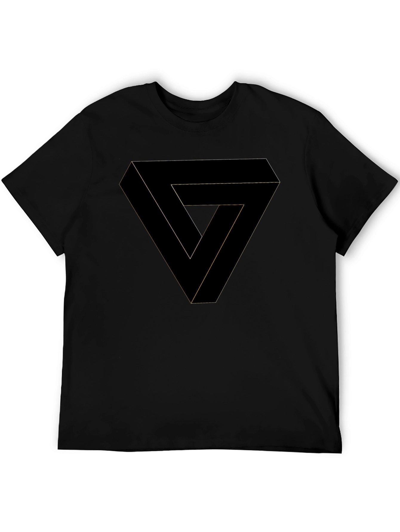 Optical Illusion Triangle Graphic Tee - Black Cotton Shirt