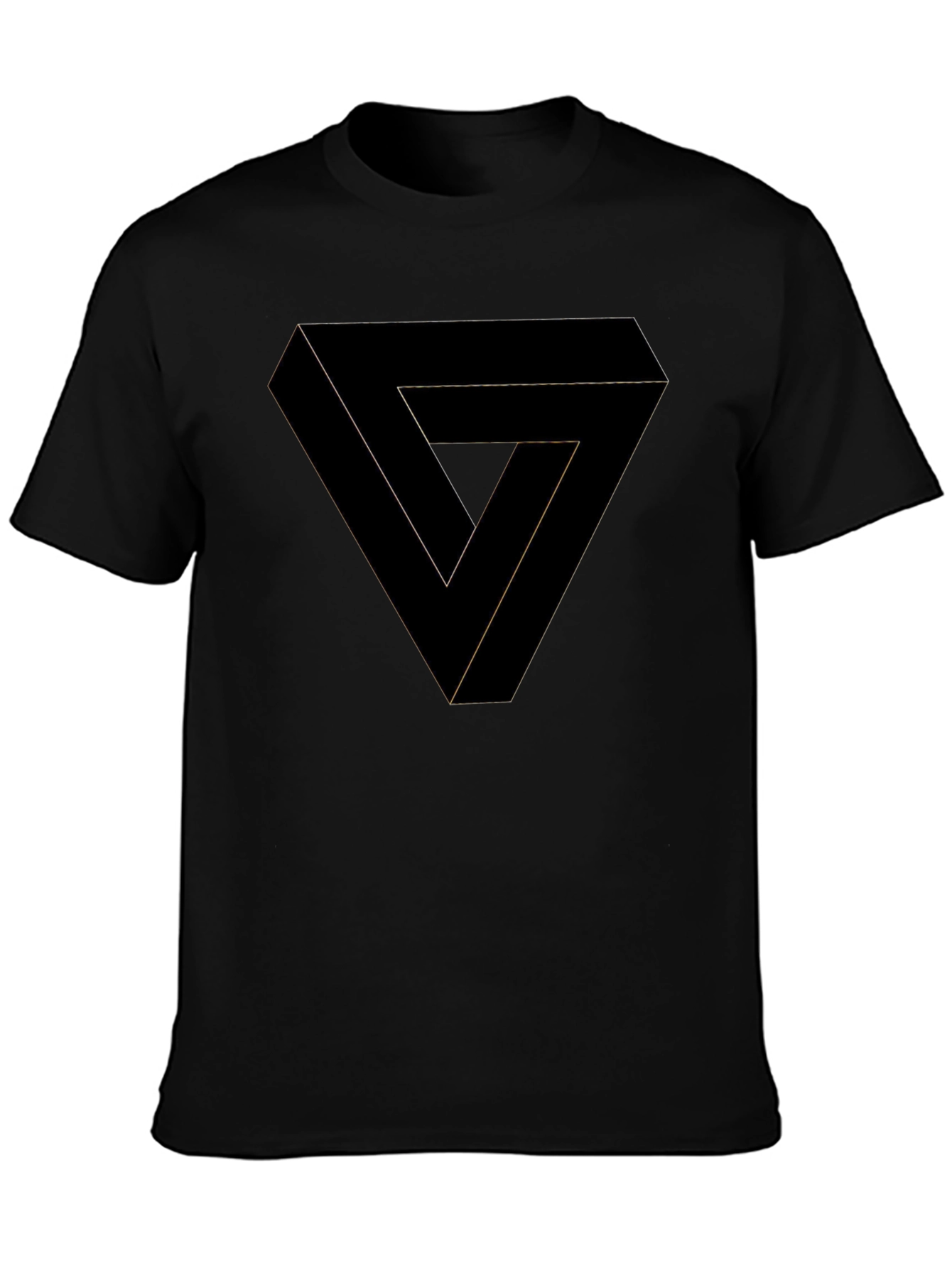 Optical Illusion Triangle Graphic Tee - Black Cotton Shirt