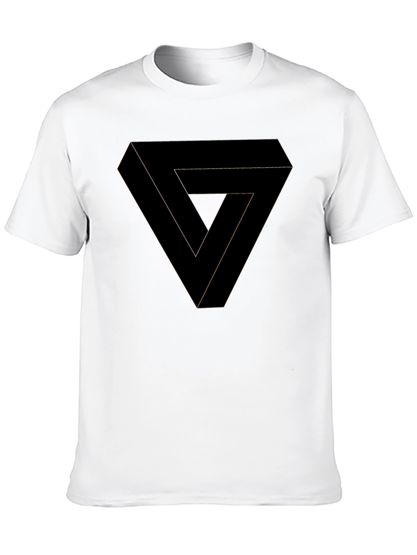 Optical Illusion Triangle Graphic Tee - Black Cotton Shirt