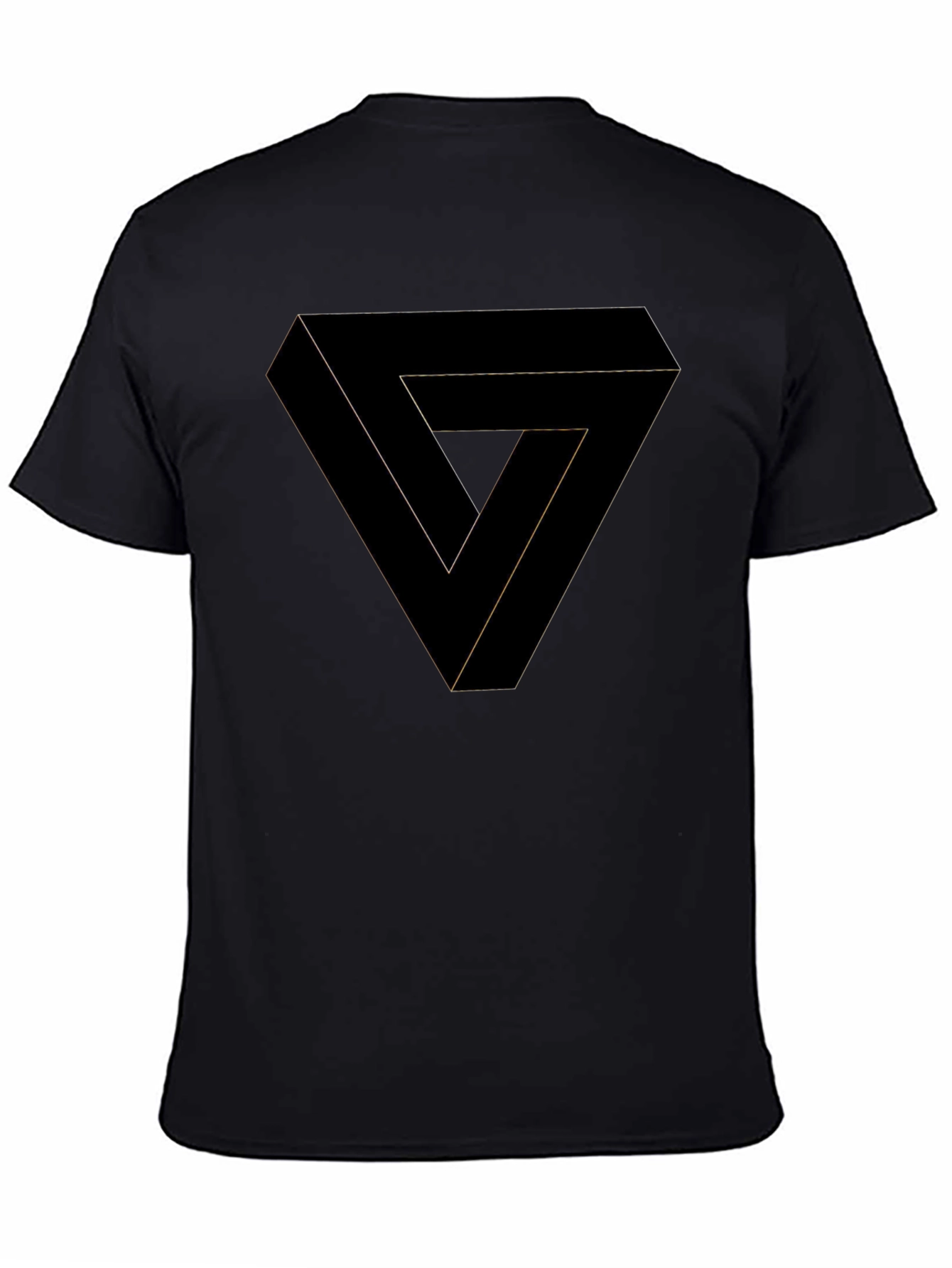 Optical Illusion Triangle Graphic Tee - Black Cotton Shirt