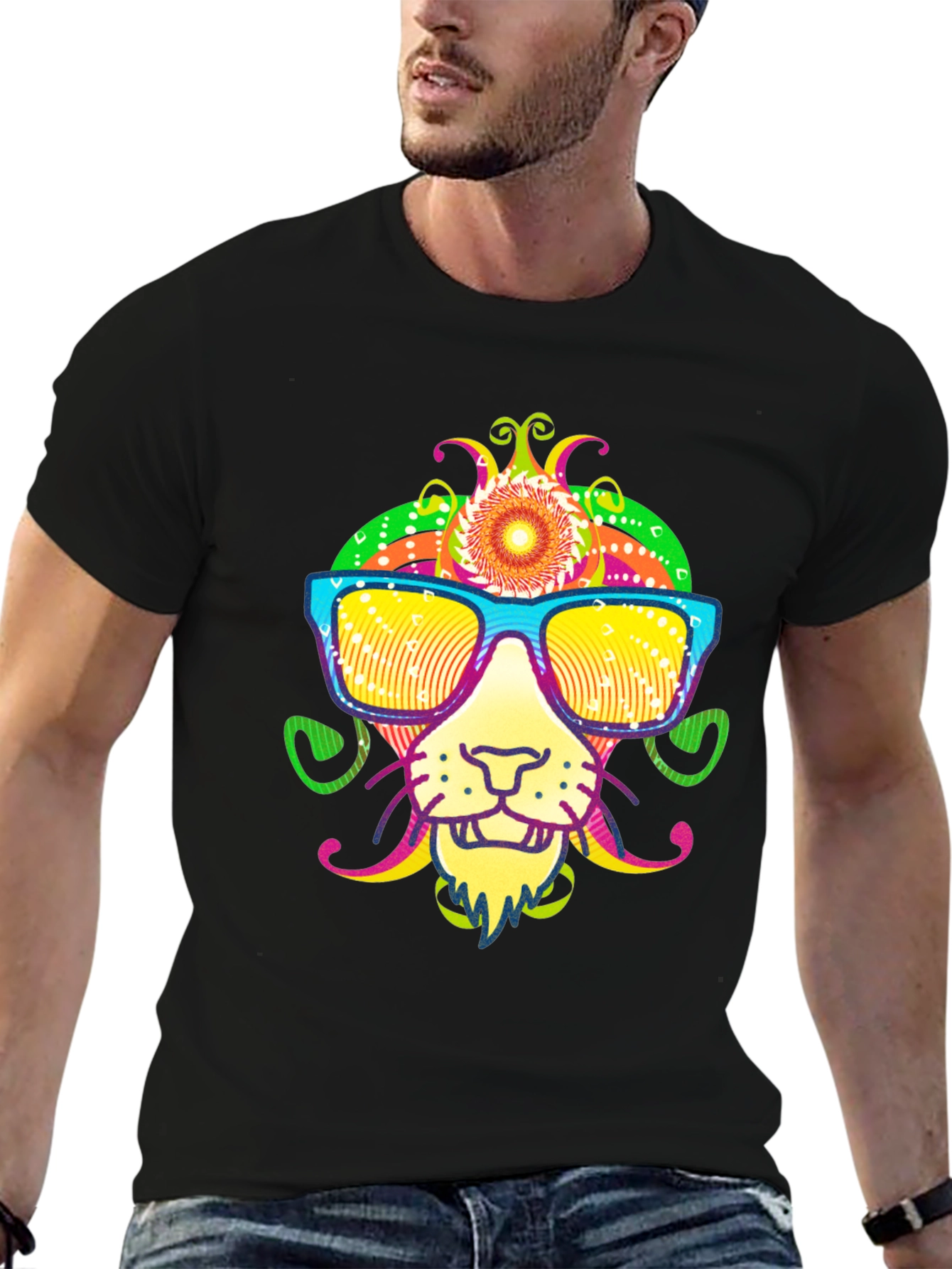 Cool Lion Graphic Tee - Quirky Animal Print
