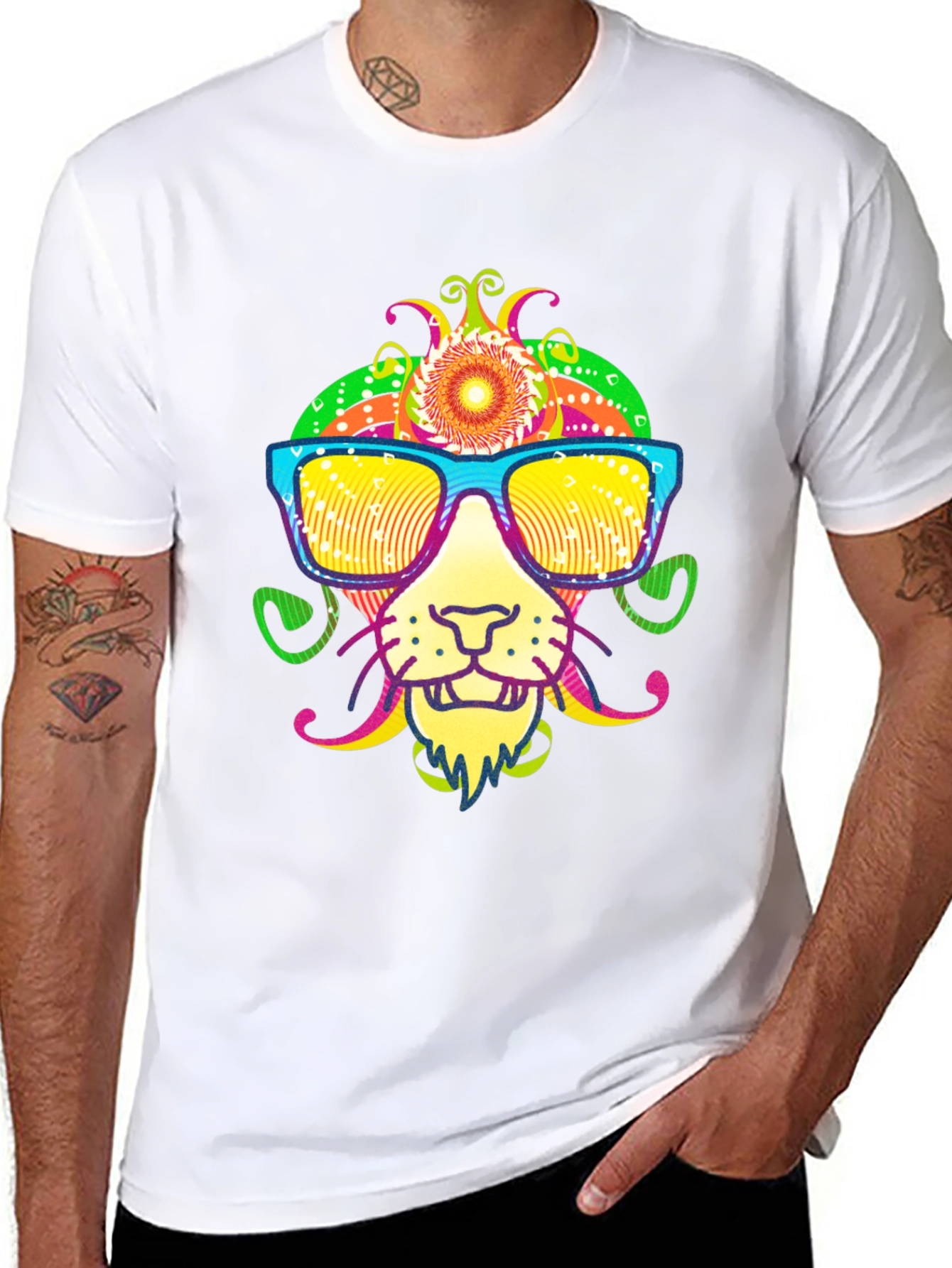 Cool Lion Graphic Tee - Quirky Animal Print