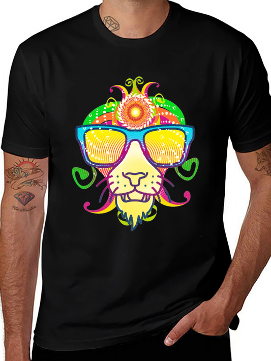 Cool Lion Graphic Tee - Quirky Animal Print