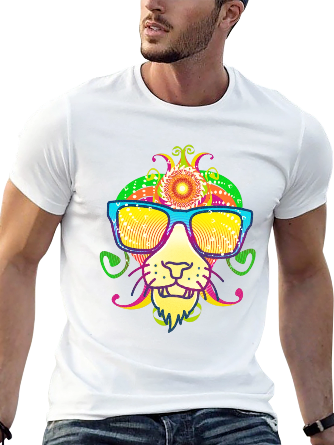 Cool Lion Graphic Tee - Quirky Animal Print