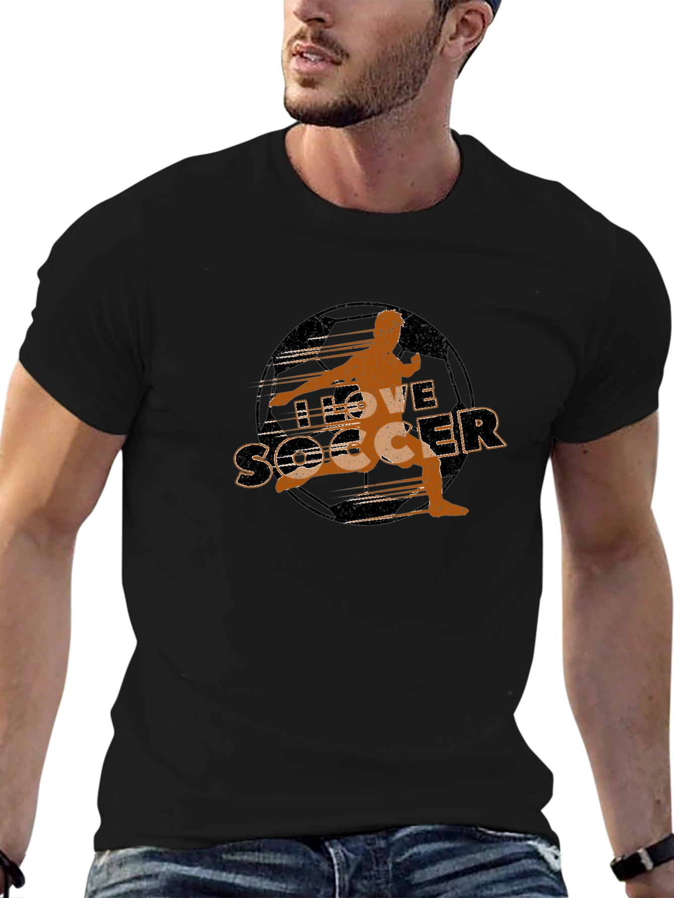I Love Soccer Graphic Tee - Black