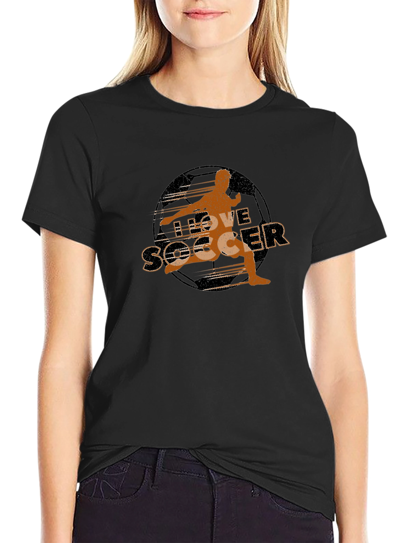 I Love Soccer Graphic Tee - Black