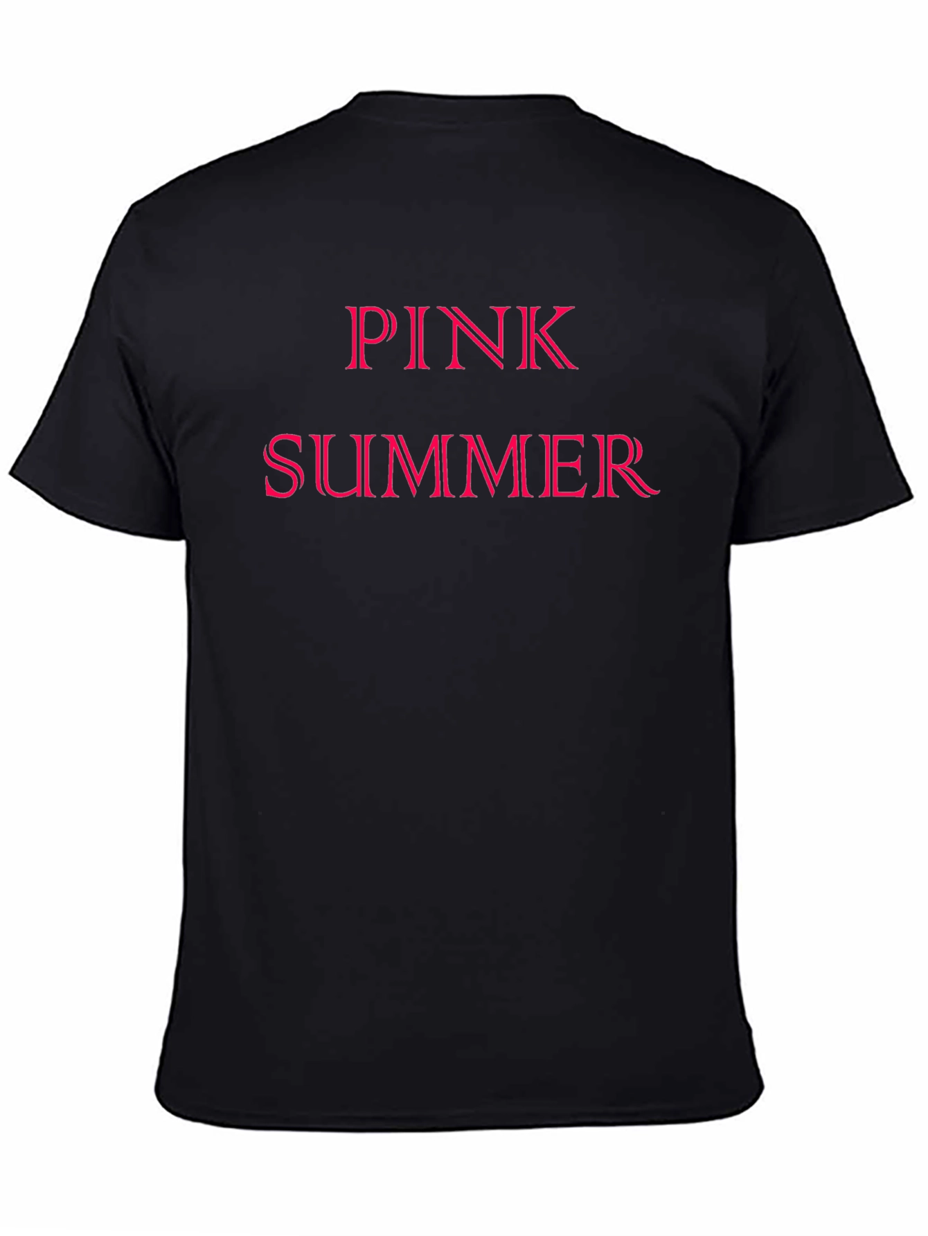 Pink Summer Graphic Tee - Black Cotton T-Shirt