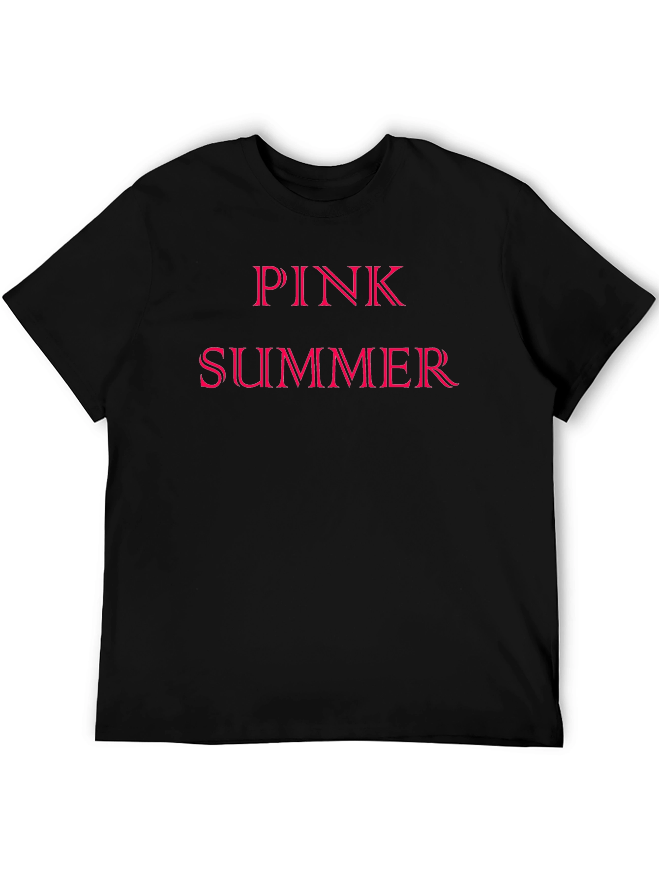 Pink Summer Graphic Tee - Black Cotton T-Shirt