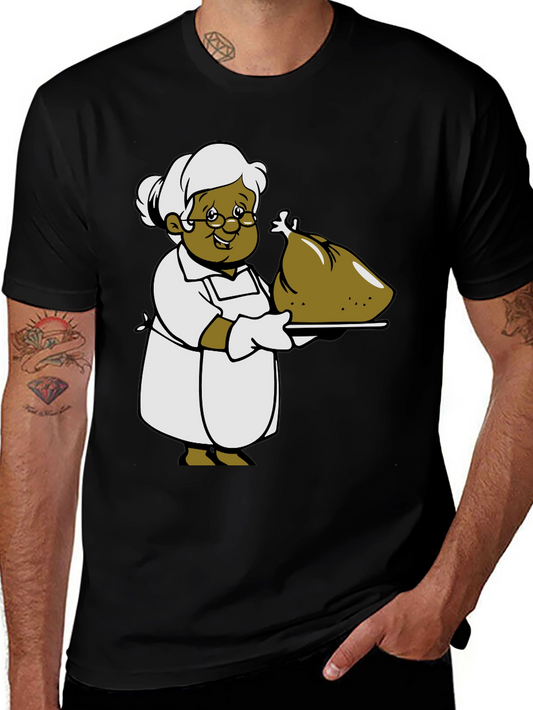 Cartoon Grandma T-Shirt: Thanksgiving Turkey Design