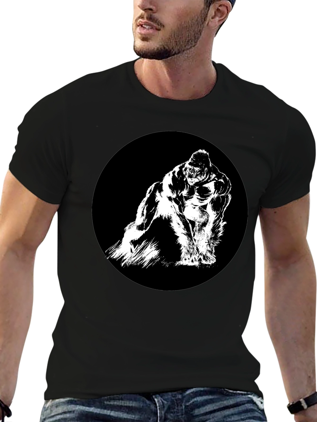 Gorilla Graphic Tee - Black Crew Neck T-Shirt