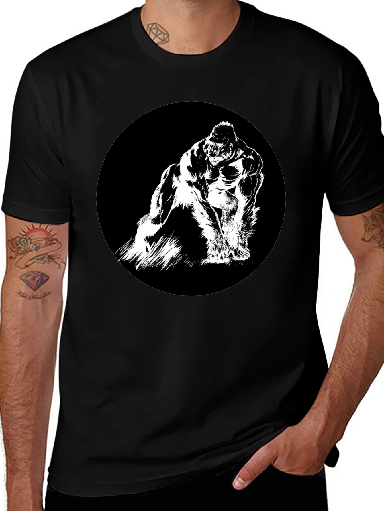Gorilla Graphic Tee - Black Crew Neck T-Shirt