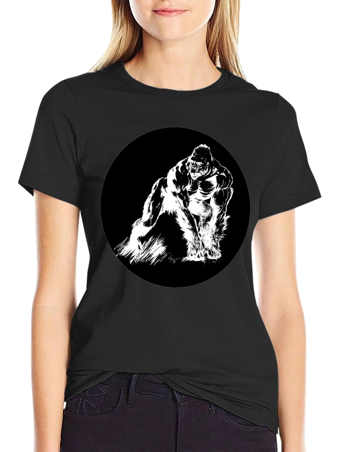 Gorilla Graphic Tee - Black Crew Neck T-Shirt