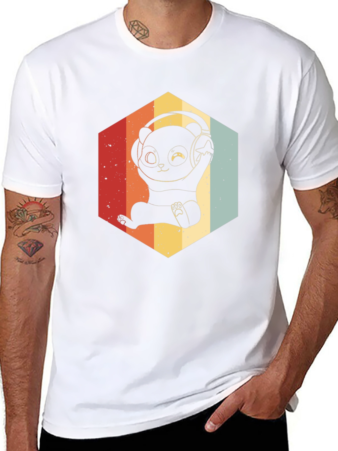 Retro Panda DJ T-Shirt