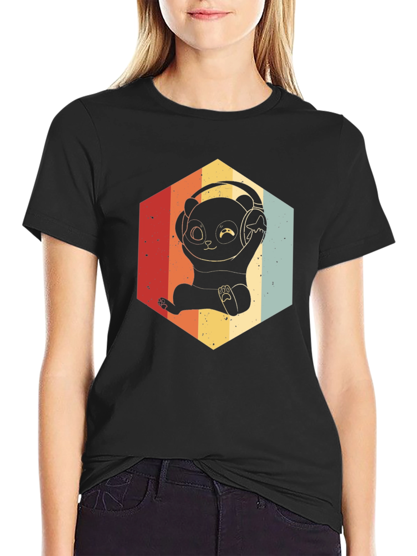 Retro Panda DJ T-Shirt