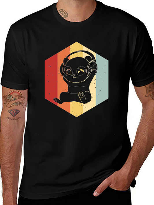 Retro Panda DJ T-Shirt