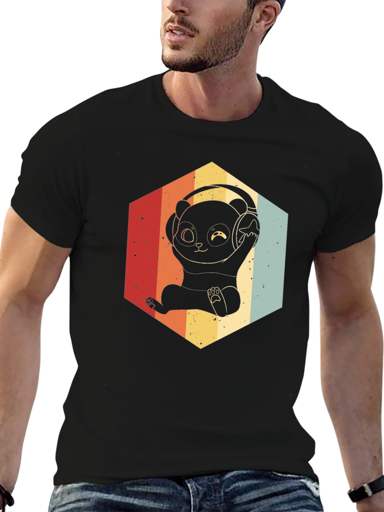 Retro Panda DJ T-Shirt