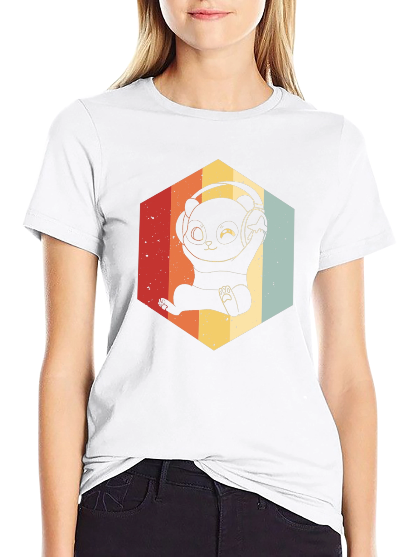 Retro Panda DJ T-Shirt