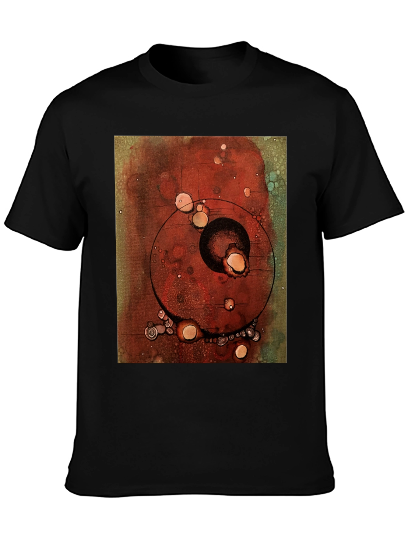 Abstract Art Print Black Crew Neck T-Shirt