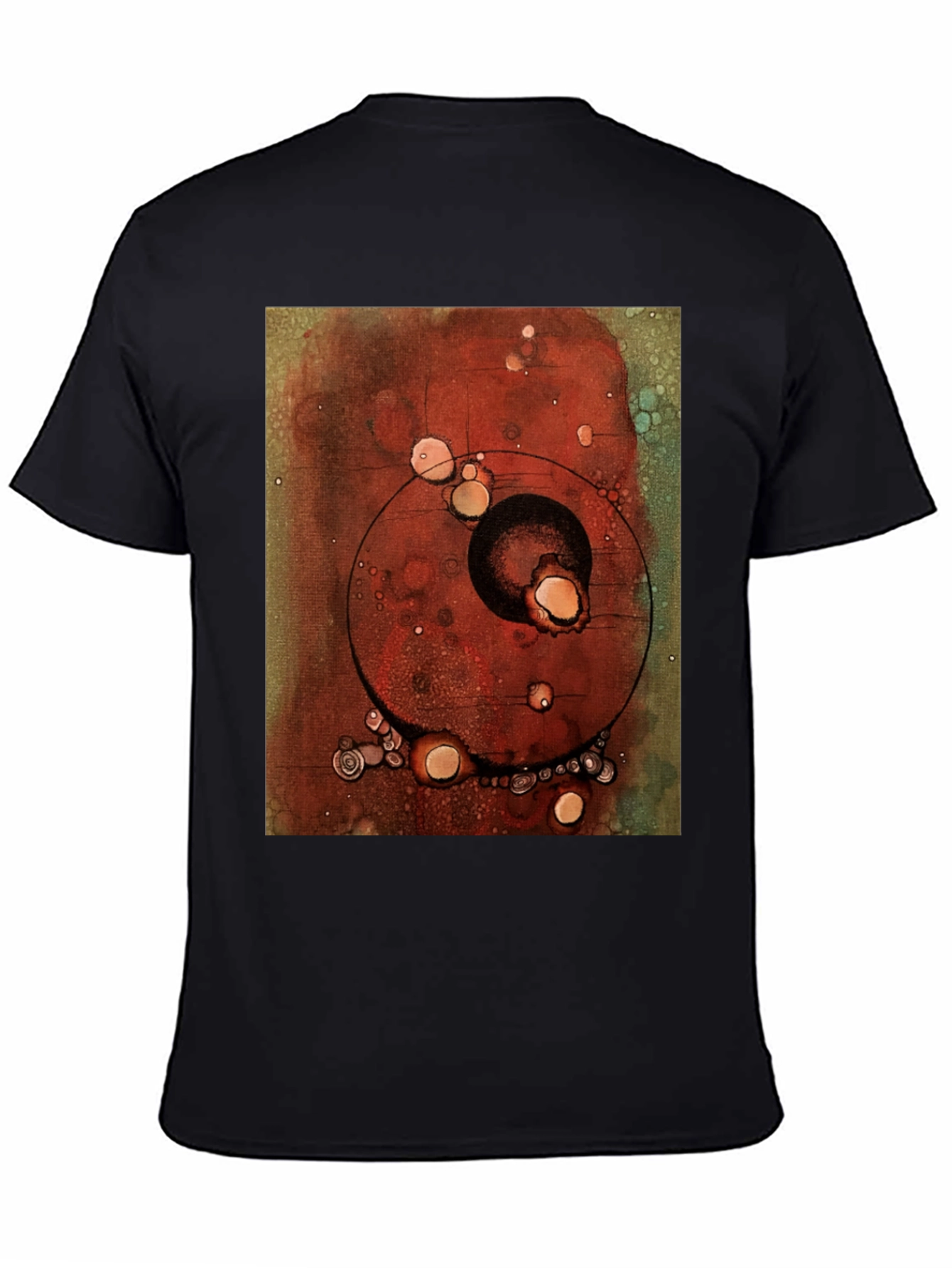 Abstract Art Print Black Crew Neck T-Shirt