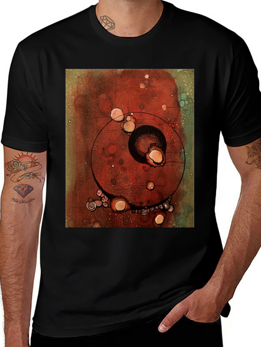 Abstract Art Print Black Crew Neck T-Shirt