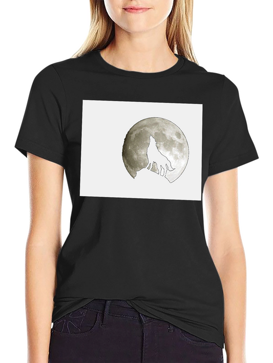 Wolf Howling at Moon Graphic Tee - Black