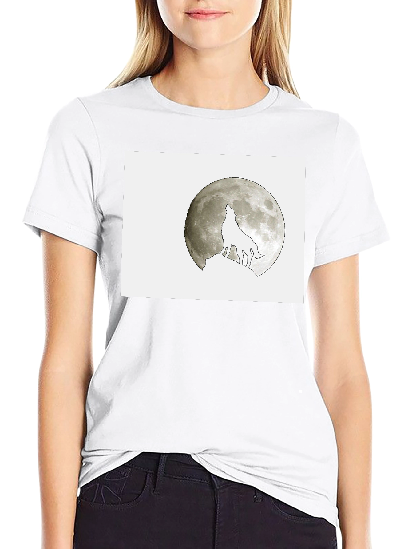 Wolf Howling at Moon Graphic Tee - Black