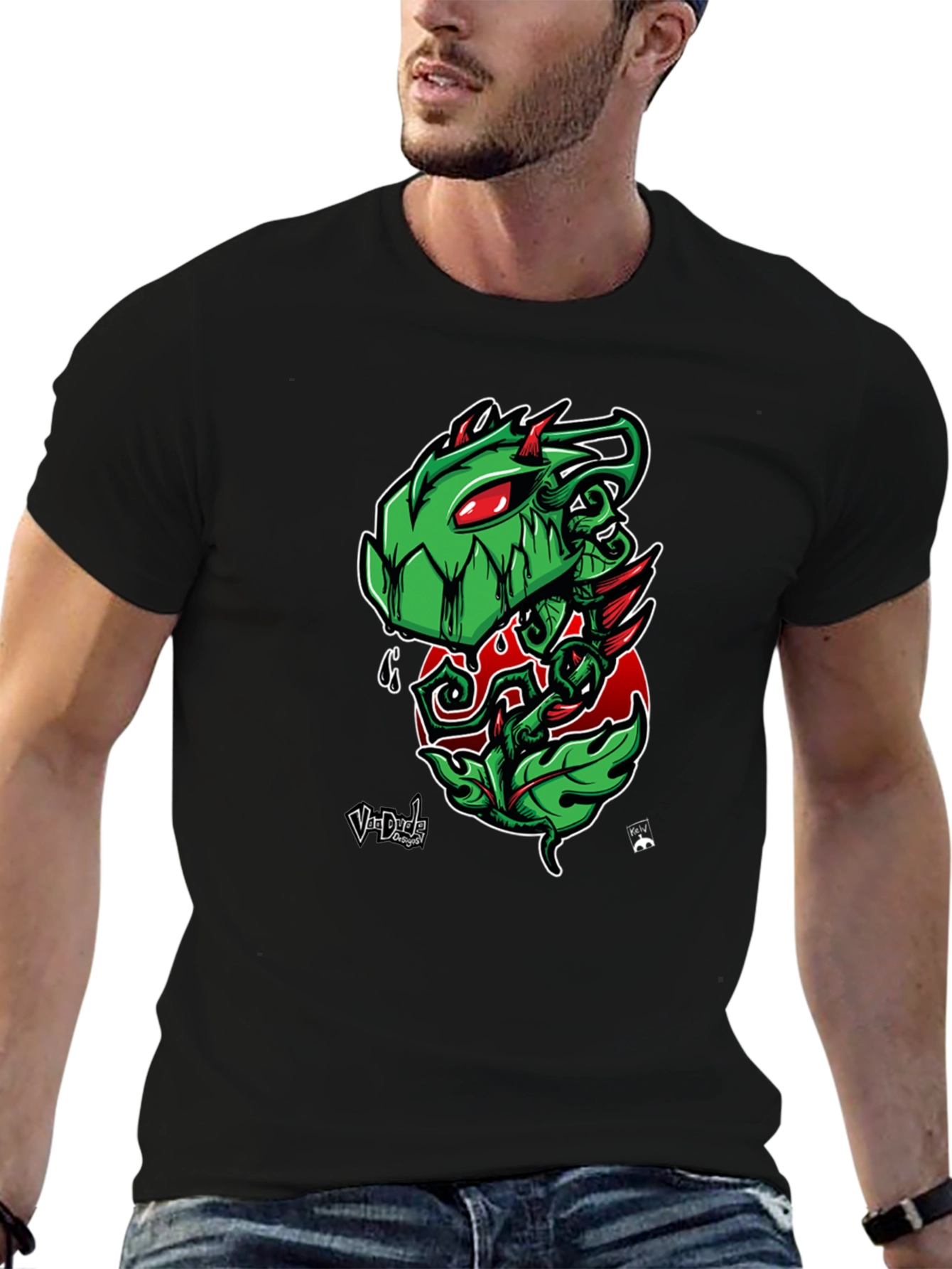 Green Monster Plant Graphic T-Shirt