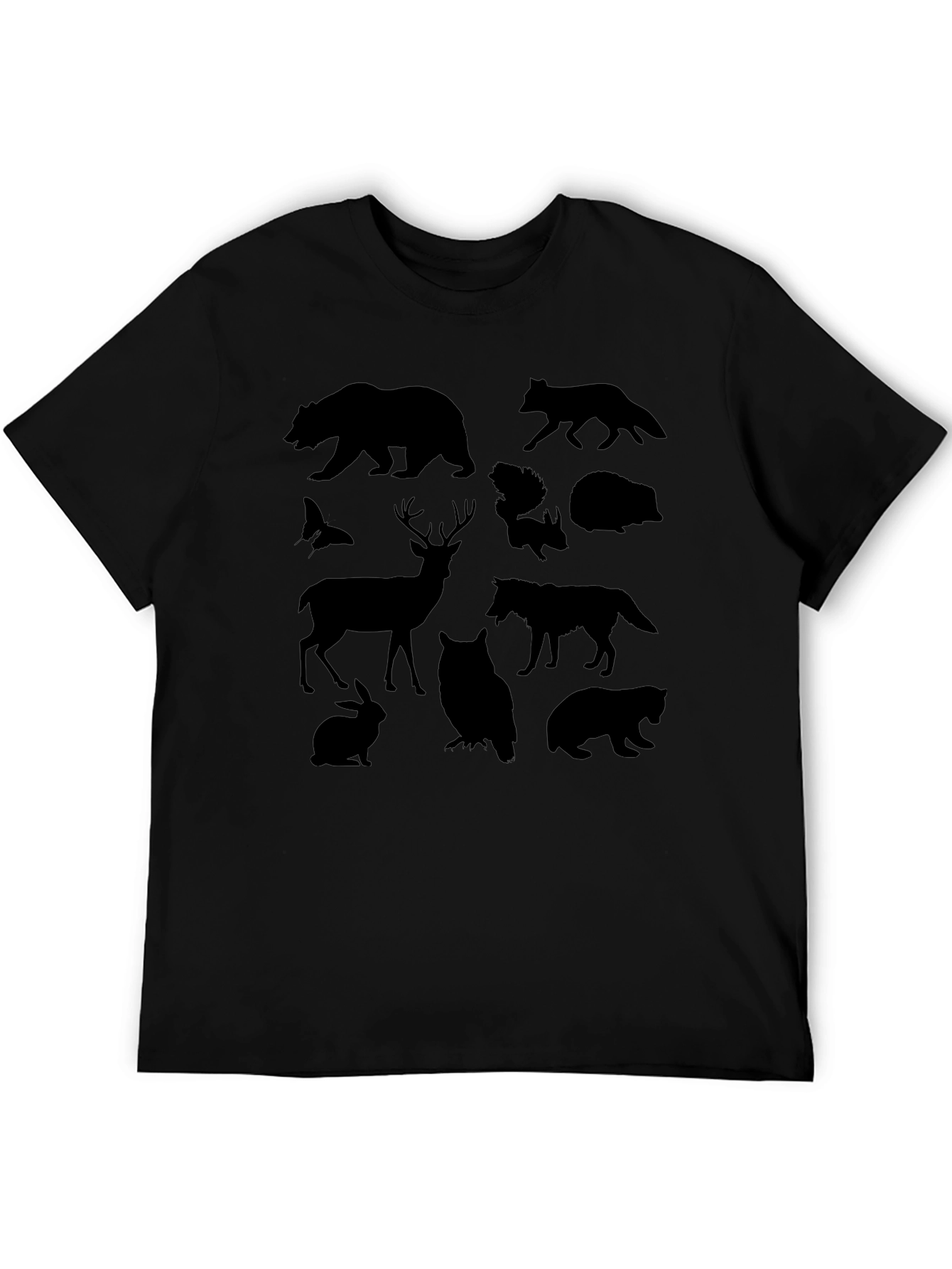 Wildlife Silhouette Graphic Tee - Unisex Black T-Shirt